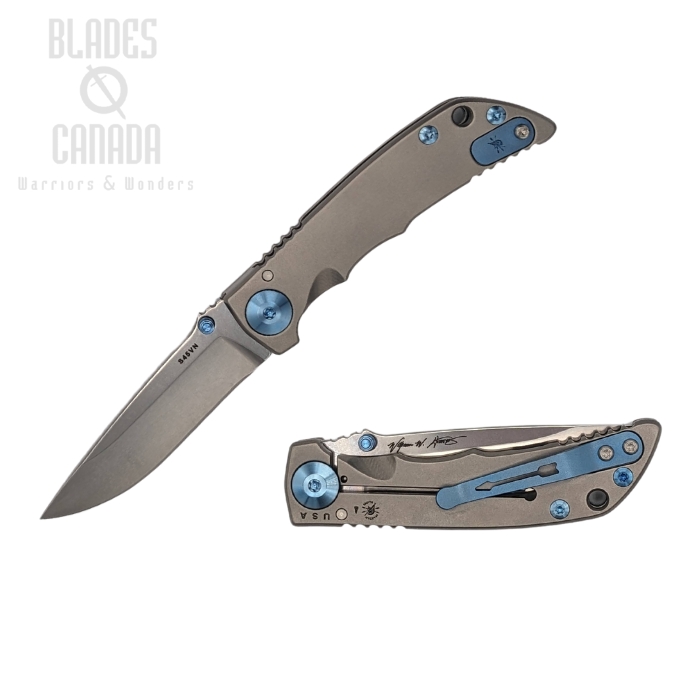 Spartan Blades Harsey Framelock Folding knife, S45VN, Titanium w/Blue Ano Hardware, SF10SWBL